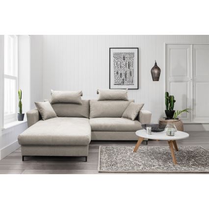 Divano angolare letto con contenitore a L HORTA sinistro grigio