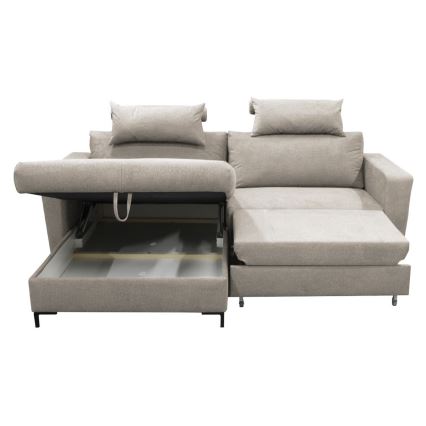 Divano angolare letto con contenitore a L HORTA sinistro grigio
