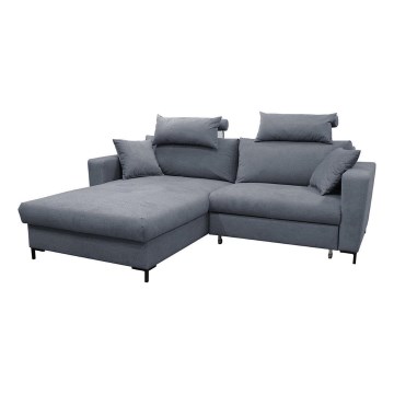 Divano angolare letto con contenitore a L HORTA sinistro grigio scuro