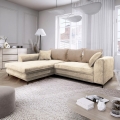 Divano angolare letto con contenitore a L LAGOA, versione sinistra, beige/marrone