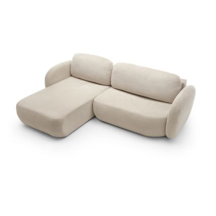 Divano angolare letto con contenitore a L OLBIA, lato sinistro, beige