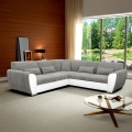 Divano angolare letto con contenitore a L VISEU, angolo destro, grigio/bianco