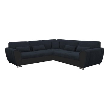 Divano angolare letto con contenitore a L VISEU sinistro antracite/nero
