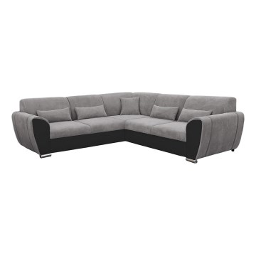 Divano angolare letto con contenitore a L VISEU sinistro grigio/nero
