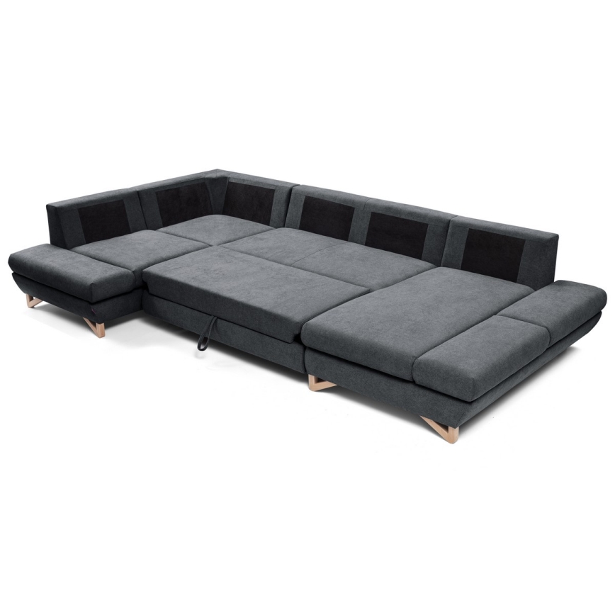 Divano angolare letto imbottito con contenitore a forma di U AVESTA antracite