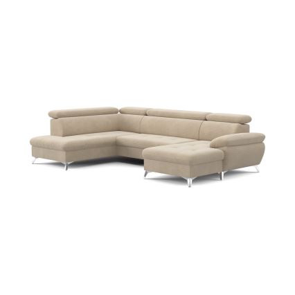 Divano angolare trasformabile a U CATANIA con contenitore, lato sinistro, beige