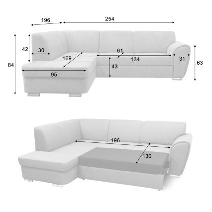 Divano angolare trasformabile a U SERPA con contenitore, lato sinistro, beige