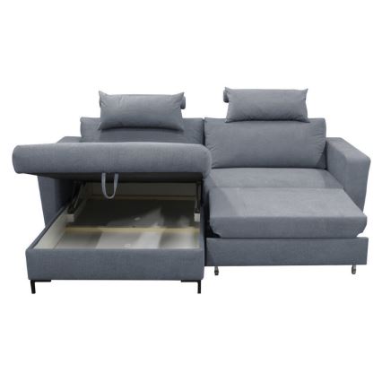 Divano angolare letto con contenitore a L HORTA sinistro grigio scuro