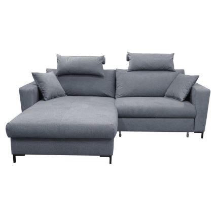 Divano angolare letto con contenitore a L HORTA sinistro grigio scuro