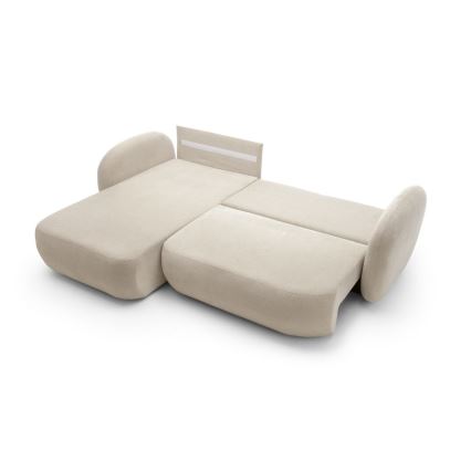 Divano angolare letto con contenitore a forma di L OLBIA sinistro beige