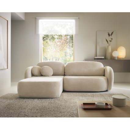 Divano angolare letto con contenitore a forma di L OLBIA sinistro beige