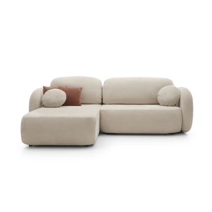 Divano angolare letto con contenitore a forma di L OLBIA sinistro beige
