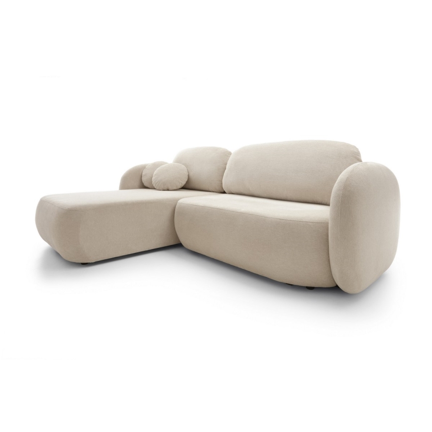 Divano angolare letto con contenitore a forma di L OLBIA sinistro beige