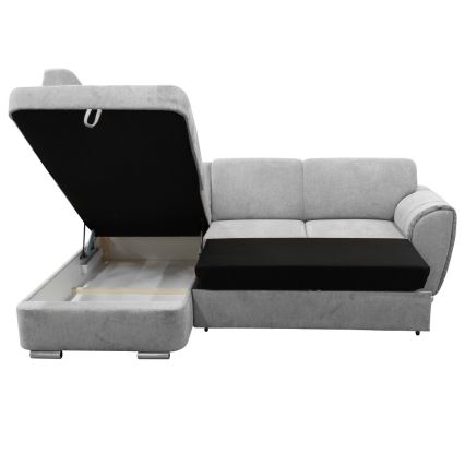 Divano angolare letto con contenitore a L SERPA sinistro grigio