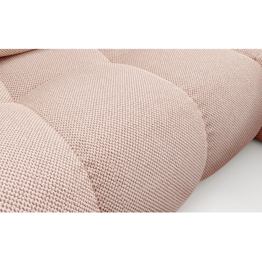 Divano letto angolare imbottito con contenitore a L ALMADA, penisola destra, rosa