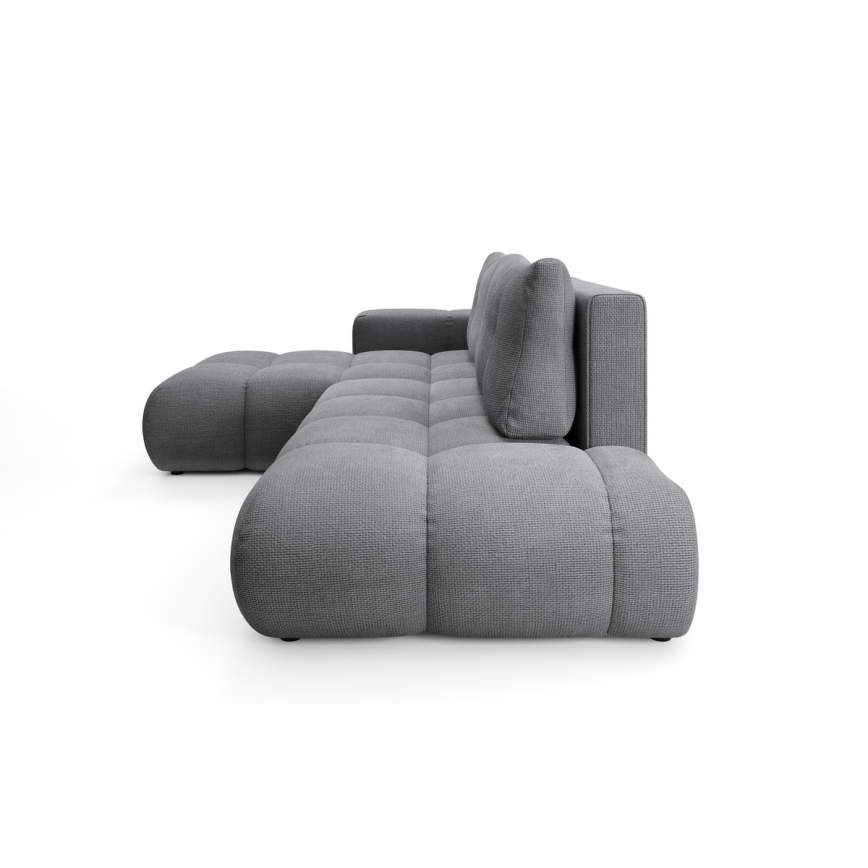 Divano letto angolare imbottito con contenitore a L ALMADA, lato sinistro, grigio