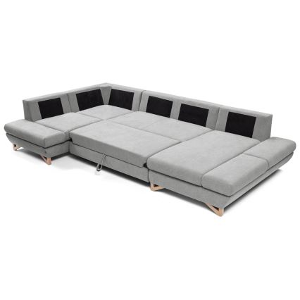 Divano angolare letto imbottito con contenitore a U AVESTA grigio