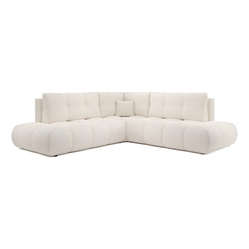 Divano angolare letto imbottito con contenitore ad angolo a L ALMADA, lato destro, beige