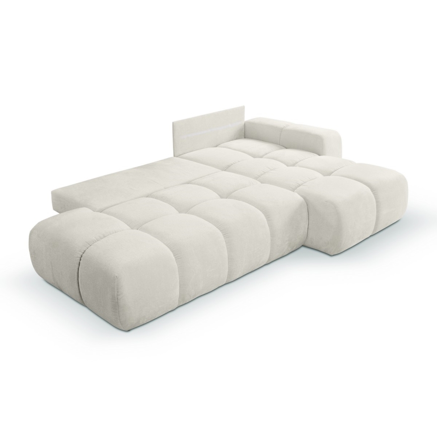 Divano angolare letto imbottito ALMADA con contenitore, configurazione a L, angolo destro, beige