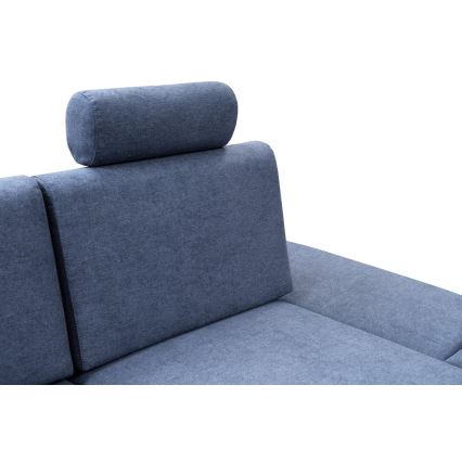 Divano letto angolare imbottito con contenitore a L AVESTA, lato destro, blu