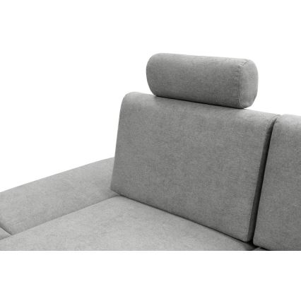 Divano letto angolare imbottito con vano contenitore a L AVESTA lato sinistro, grigio