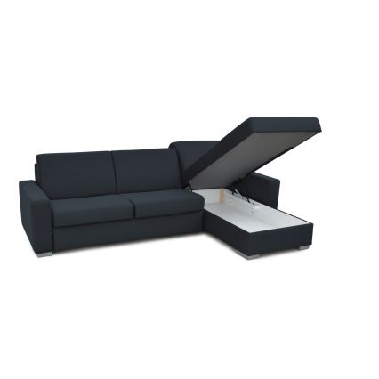 Divano angolare letto con contenitore, per uso quotidiano, a forma di L LEKA, lato destro, blu