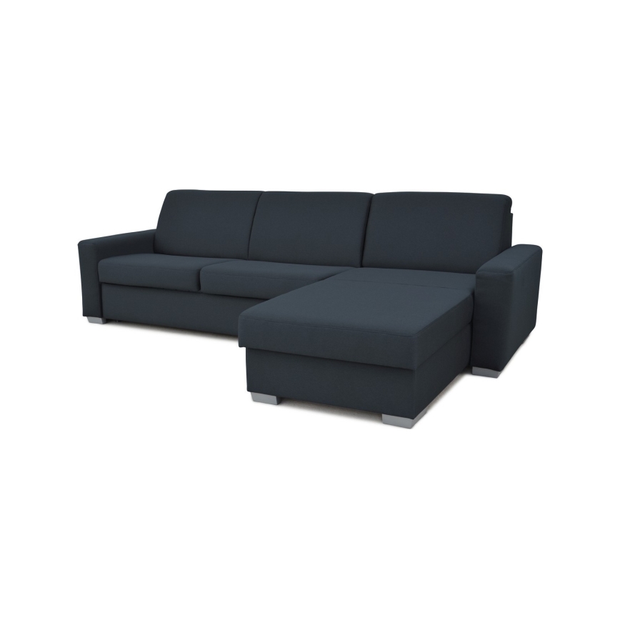 Divano angolare letto con contenitore, per uso quotidiano, a forma di L LEKA, lato destro, blu