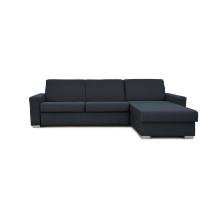 Divano angolare letto con contenitore, per uso quotidiano, a forma di L LEKA, lato destro, blu