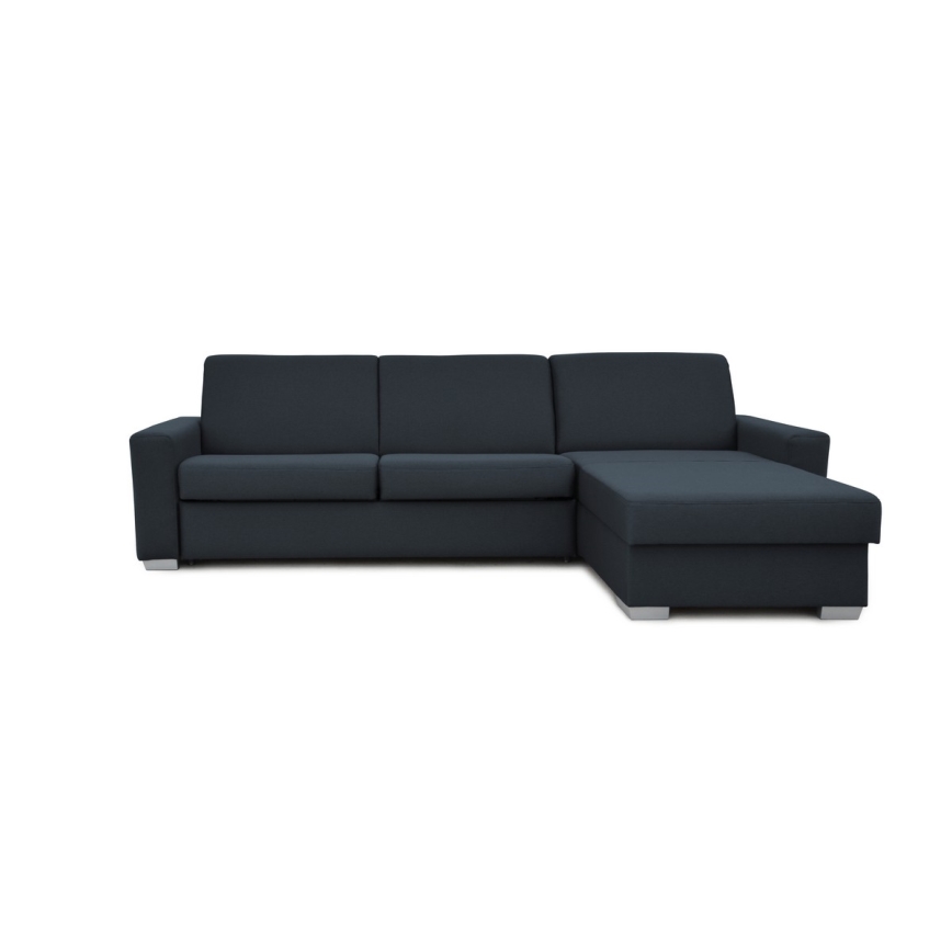 Divano angolare letto con contenitore, per uso quotidiano, a forma di L LEKA, lato destro, blu