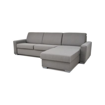 Divano angolare letto con contenitore, adatto per uso quotidiano, a forma di L LEKA, lato destro, grigio