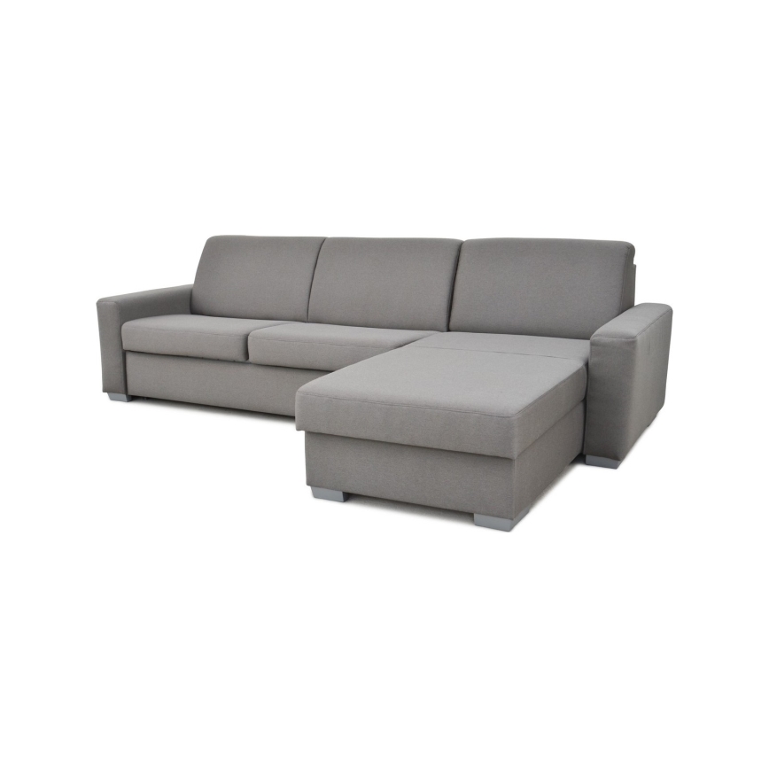 Divano angolare letto con contenitore, adatto per uso quotidiano, a forma di L LEKA, lato destro, grigio