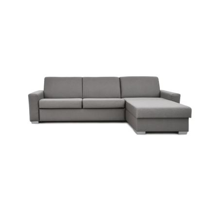 Divano angolare letto con contenitore, adatto per uso quotidiano, a forma di L LEKA, lato destro, grigio
