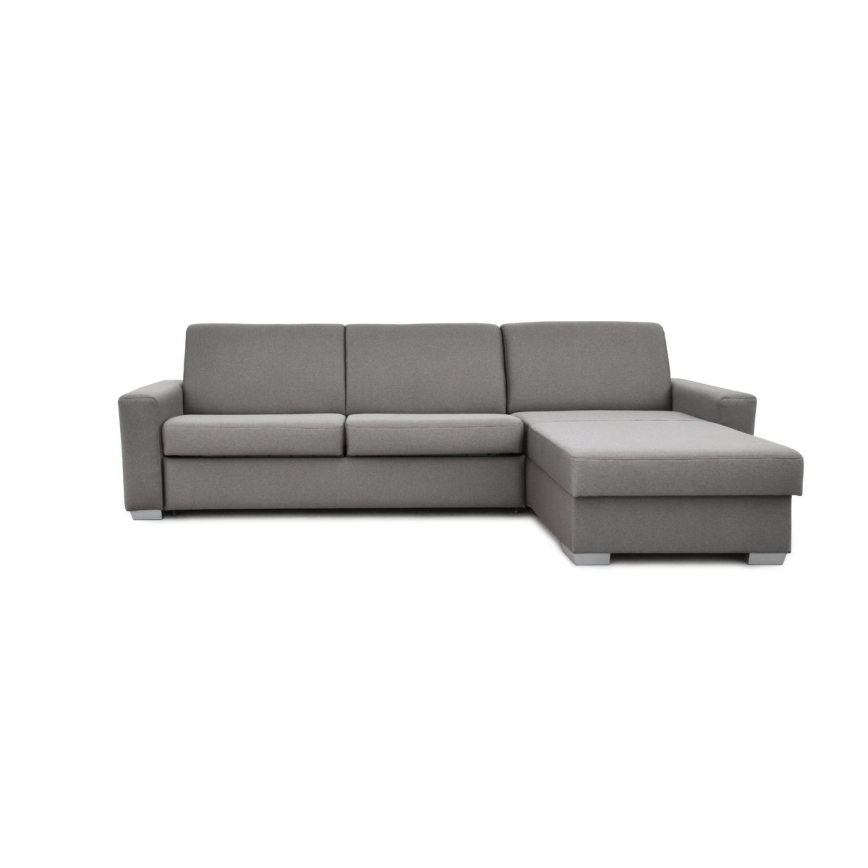 Divano angolare letto con contenitore, adatto per uso quotidiano, a forma di L LEKA, lato destro, grigio