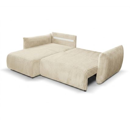 Divano angolare trasformabile universale con vano contenitore a L FRIDA crema