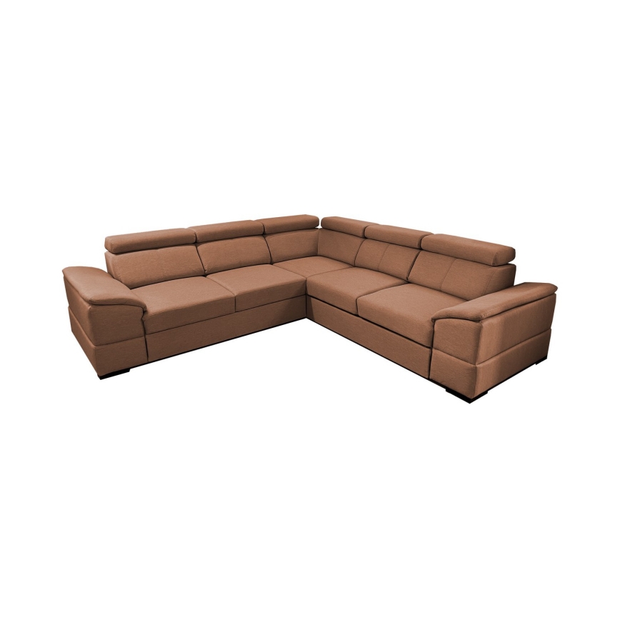 Divano letto angolare universale con contenitore GRANADA marrone