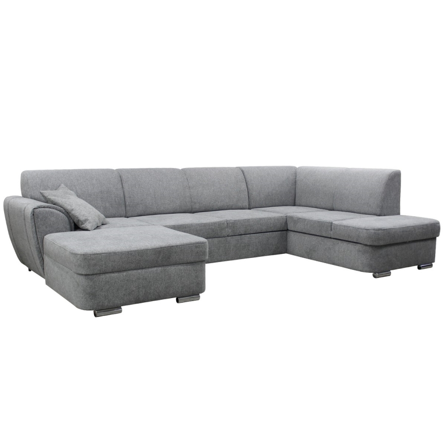 Divano angolare trasformabile a U con contenitore SERPA, lato destro, grigio