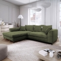 Divano angolare trasformabile con contenitore a L LAGOA, versione sinistra, verde