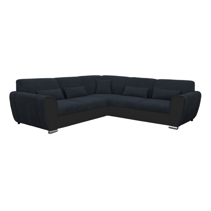 Divano letto angolare a L VISEU con contenitore, lato sinistro, antracite/nero