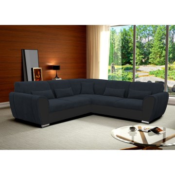 Divano angolare trasformabile in letto con vano contenitore a L VISEU, lato sinistro, grigio/nero