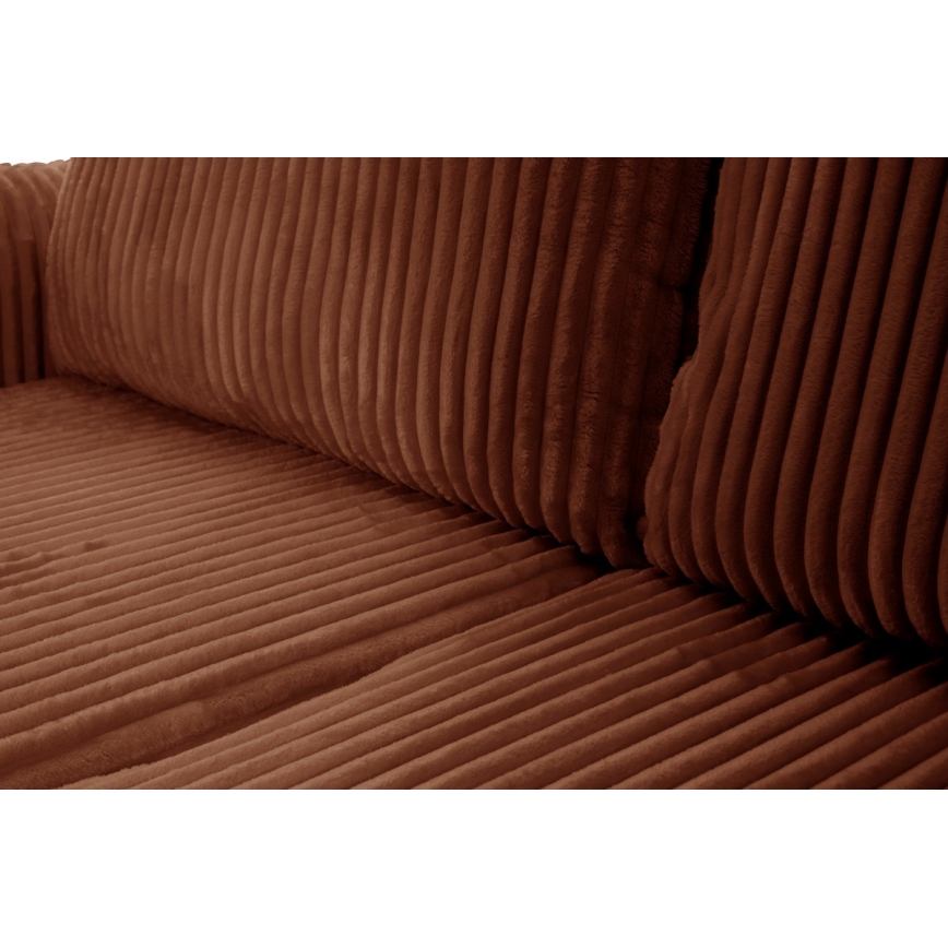 Divano letto angolare universale con contenitore a L FRIDA marrone