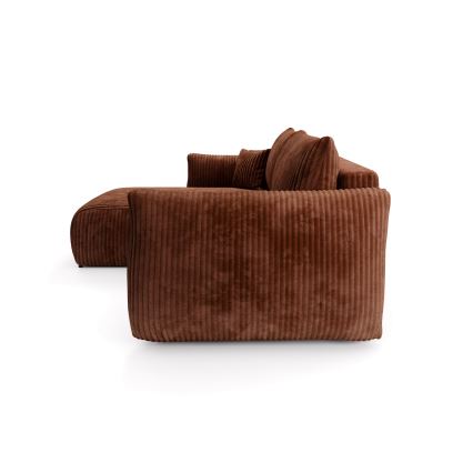 Divano letto angolare universale con contenitore a L FRIDA marrone