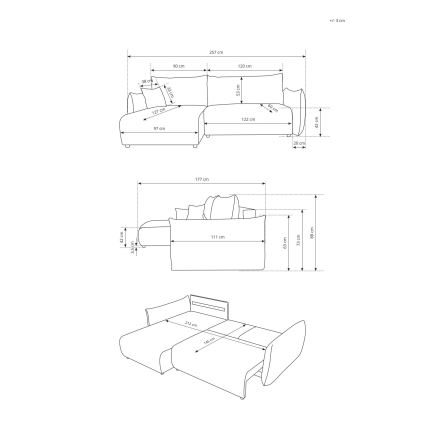 Divano letto angolare universale con contenitore a L FRIDA marrone