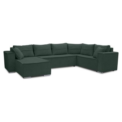 Divano angolare universale a U LONDON, convertibile, verde