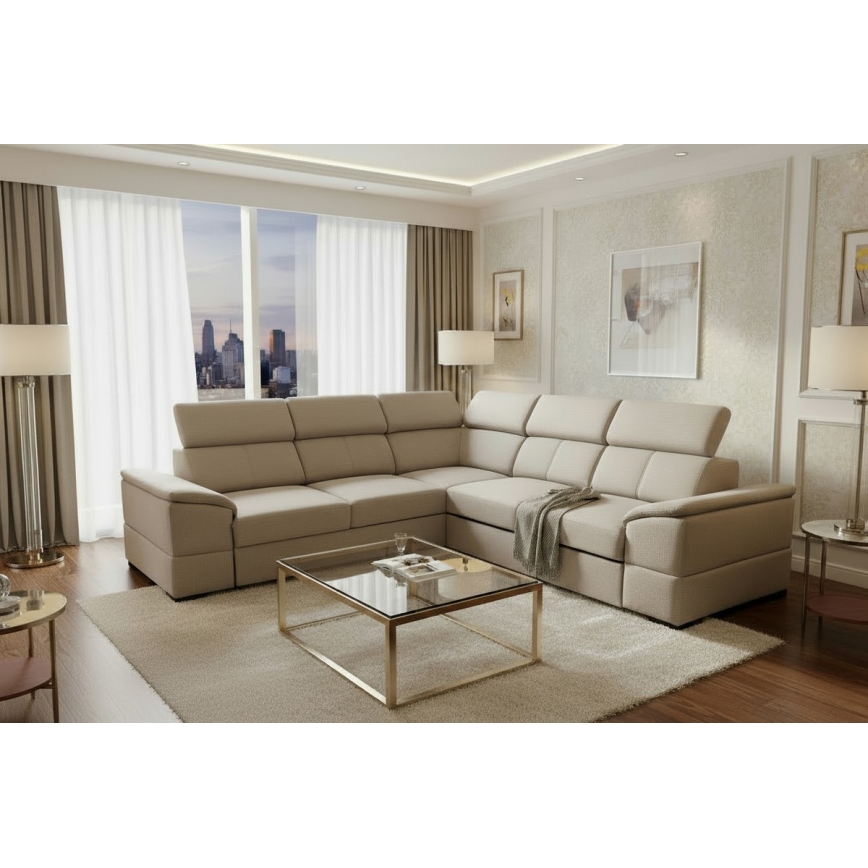 Divano letto angolare reversibile con contenitore GRANADA grigio