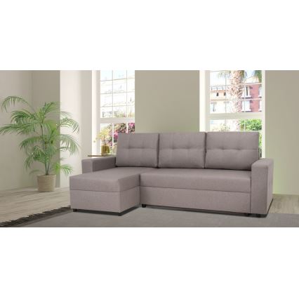 Divano angolare universale con funzione letto e contenitore SEVILLA grigio