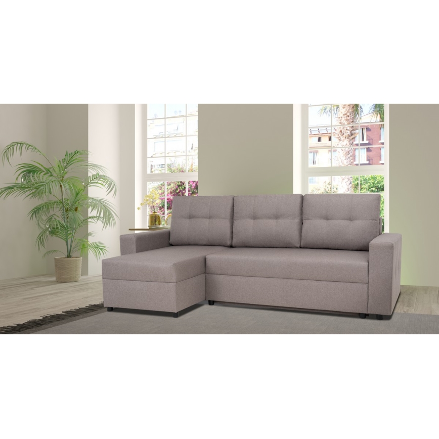 Divano angolare universale con funzione letto e contenitore SEVILLA grigio