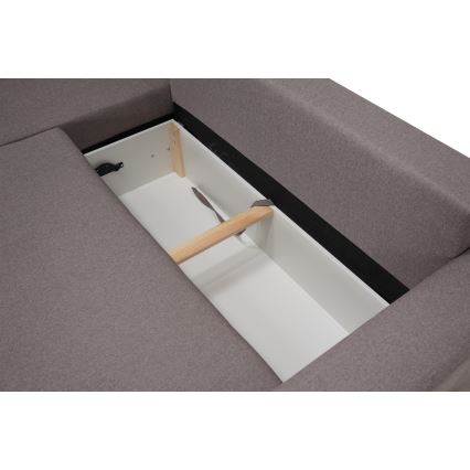 Divano angolare universale con funzione letto e contenitore SEVILLA grigio