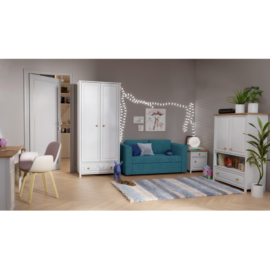 Divano imbottito pieghevole a due posti con braccioli LAYLA blu