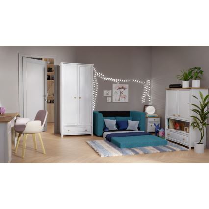 Divano imbottito pieghevole a due posti con braccioli LAYLA blu