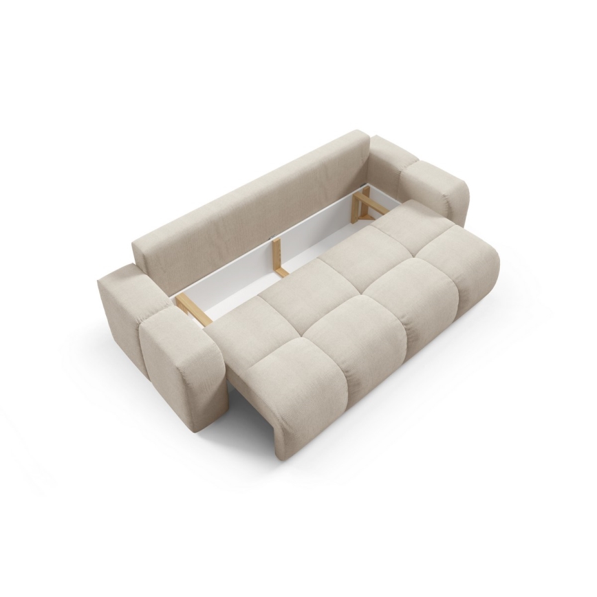 Divano imbottito pieghevole a tre posti con contenitore ALMADA beige